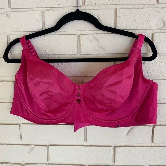 NWT Torrid T-Shirt Unlined Underwire Bra Glossy Mesh Vivacious Pink, Size 46D - Picture 3 of 7